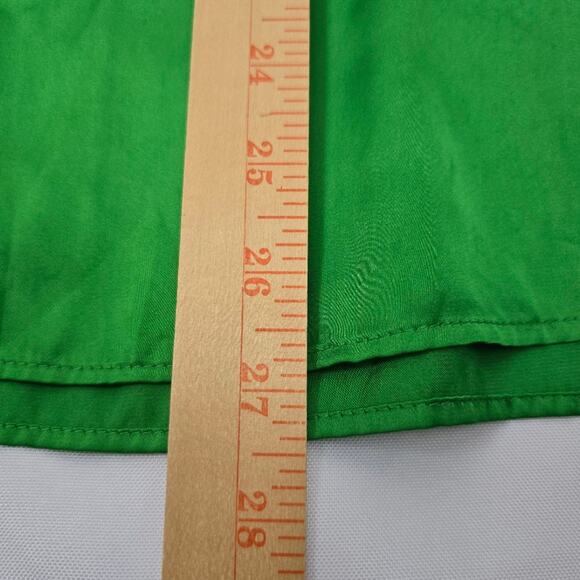 Zara Green Paisley Floral Satin Scarf Button Down Blouse Boho St Patty Day M - Picture 7 of 14